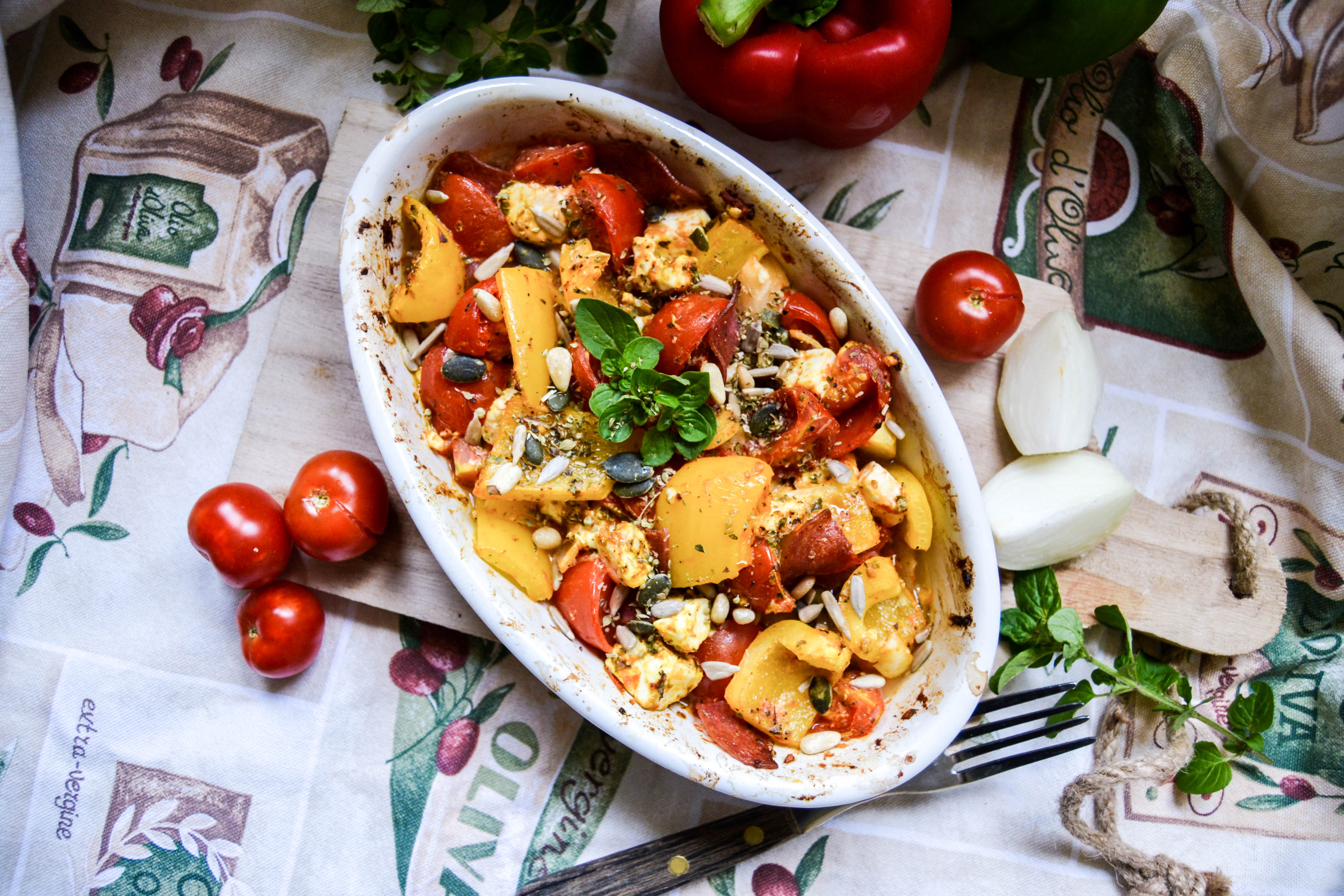 low carb feta vegetable gratin